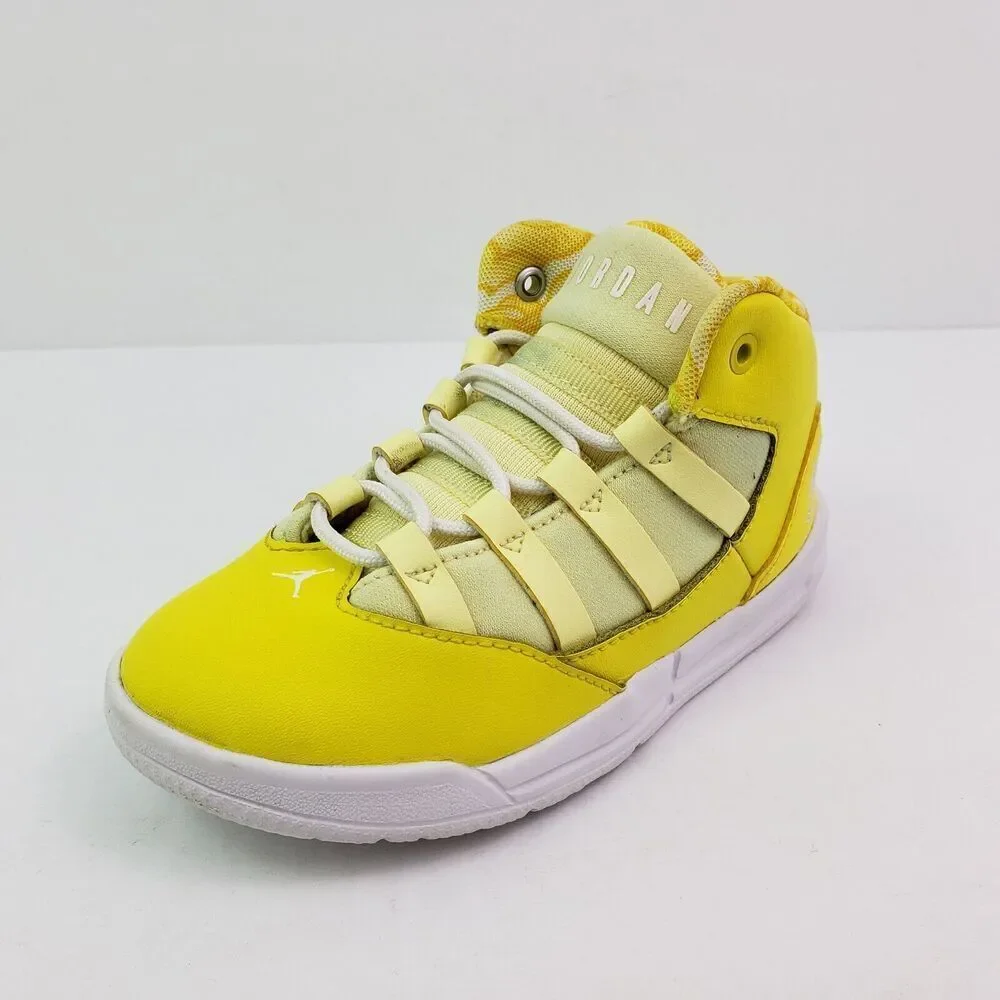 Nike Jordan Max Aura Toddler Size 9c Yellow White Mid Sneaker Shoes AQ9251-701